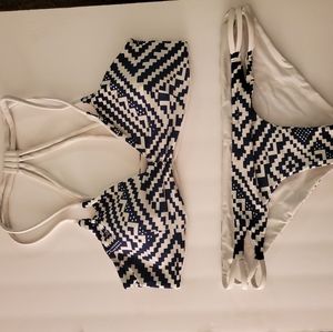 Two piece bikini blue and white size M